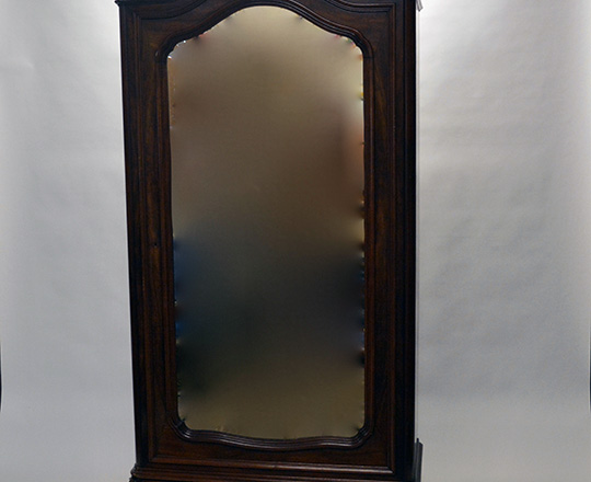 Lot 153: 19th cent Louis XV single beveled mirror door mahogany armoire. H231xW120xD52cm.