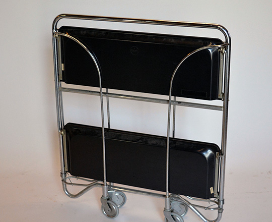 Lot 183_1: 50's/60's folding bar cart with two platters by Gerlinol. 41 x 60,5cm (platter only).