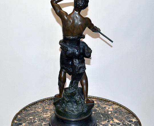 Lot 192_1: Large turn cent bronze wash spelter statue of man. B.G. Germain. H 64cm.