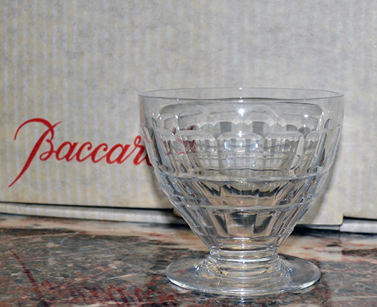 Lot 222_4: Three sets of various size Baccarat crystal glasses with original boxes.