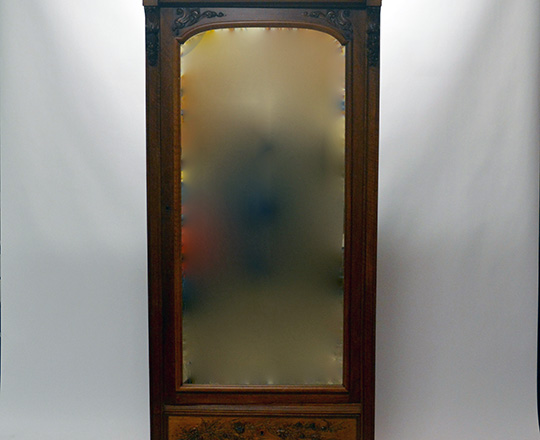 Lot 3: 19th cent one mirror door walnut armoire with fine carvings on bottom drawer. H230 x W105cm