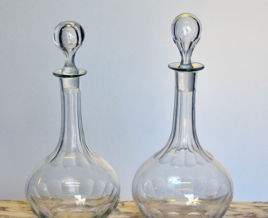 Lot 337: Pair 19th cent crystal cut decanters. H 31cm.