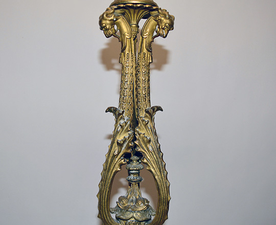 Lot 345_2: Stunning and large richly ornated gilt bronze Renaissance elec. Candelabra. H 70cm.
