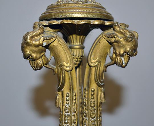 Lot 345_3: Stunning and large richly ornated gilt bronze Renaissance elec. Candelabra. H 70cm.