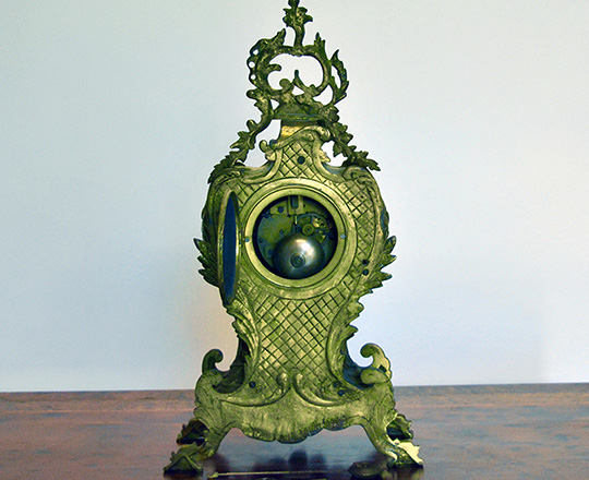 Lot 480_1: 19th cent Louis XV gilt bronze mantel clock. H 47cm.