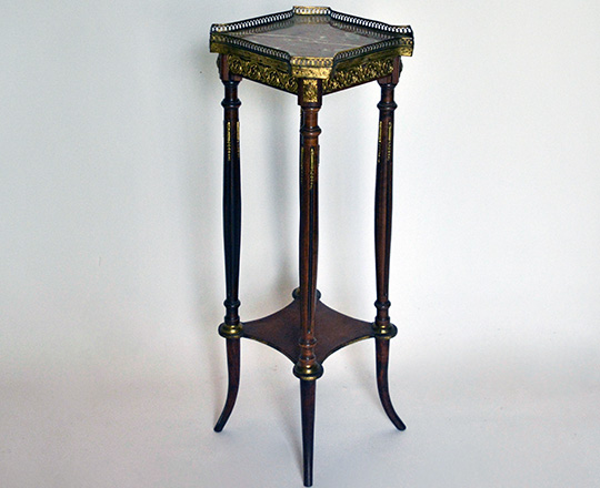 Lot 507: 19th cent Nap.lll marble top selet with gilt bronze ornaments. H83 x 35,5 x 35,5cm.