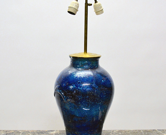 Lot 518: 'Deep Ocean'' laquered vase / lamp by J.N.Bouillet. H 39cm (vase only).