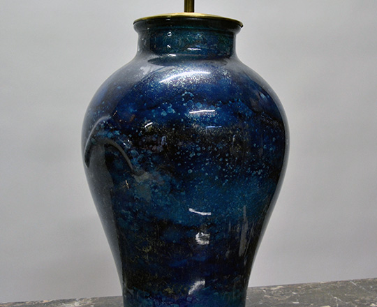 Lot 518_1: 'Deep Ocean'' laquered vase / lamp by J.N.Bouillet. H 39cm (vase only).