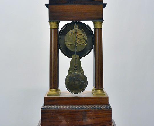 Lot 561_1: 19thc. Charles X fine marquetry portico clock with a base. H55,5 x W29cm (with base).
