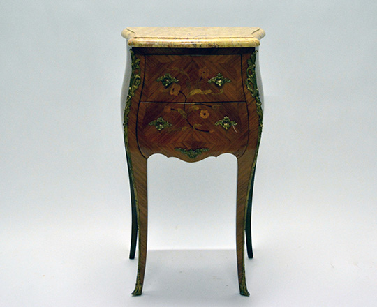 Lot 566_1: Louis XV style two drawer, marble top side table. H72xW43xD30cm.