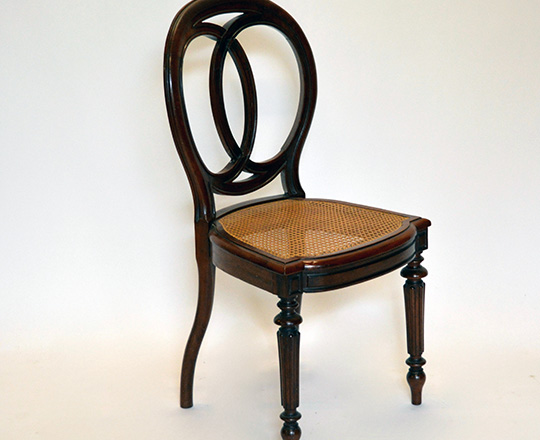 Lot 571_1: Set of six 19th cent Louis Ph mahogany caned seated chairs (+ one extra caned seat).
