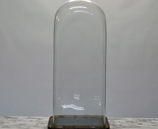 Lot 66: Tall 19th cent glass dome, not original base. H63cm.